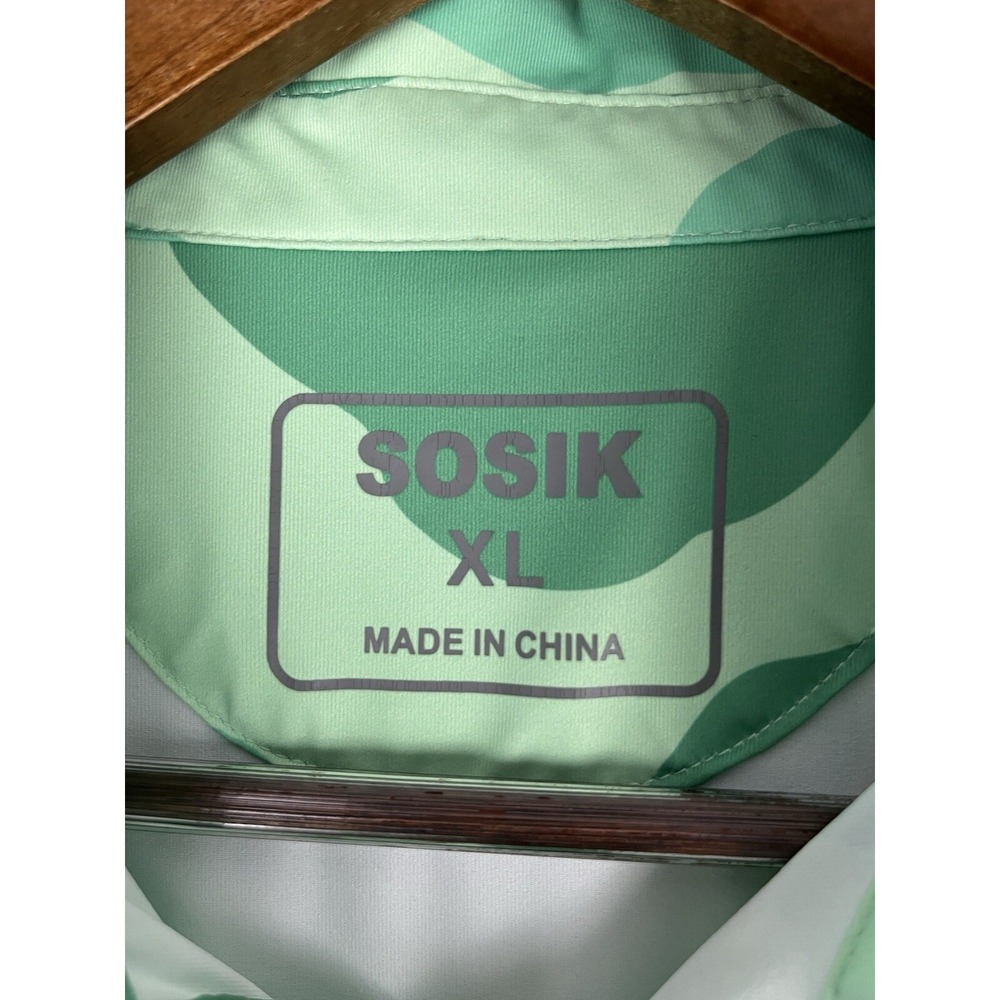 SOSIK Men Golf Polo XL Green Golf Putting Print Stretch Short Sleeve Performance - Picture 4 of 12